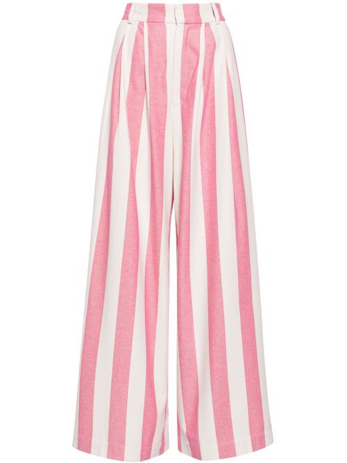 Candy-stripe cotton palazzo pants - White