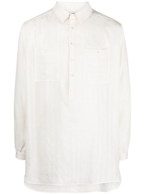 Striped classic-collar shirt - White