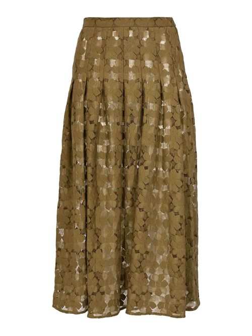 Mstairone Midi Skirt In Khaki Green Lace