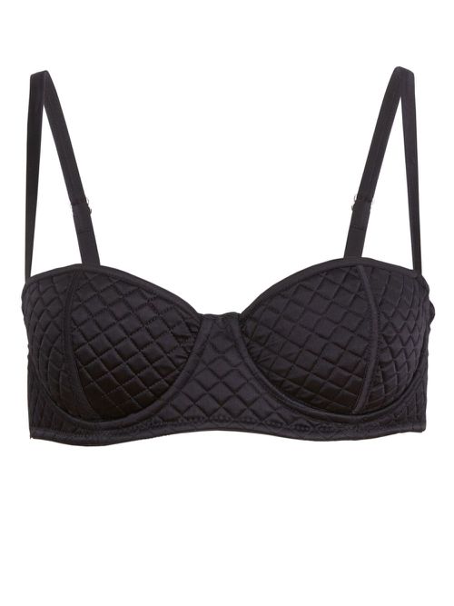 Quilted balconette bra - Black