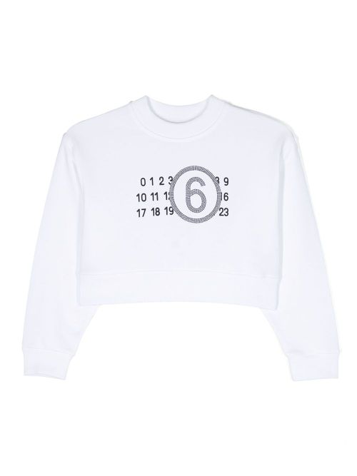 Logo-print rhinestone-embellished sweatshirt - White