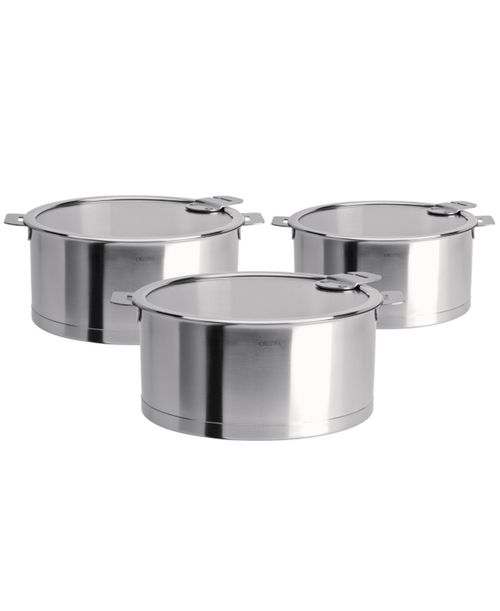 Stainless Steel 3-Piece Strate Saucepan Set - Silver