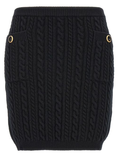 -Button Skirt Gonne Nero-Donna