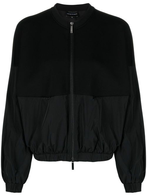 Scuba-jersey panelled bomber jacket - Black