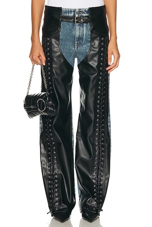Stella McCartney Laced Denim Chap in Mid Blue - Blue, Black. 26 also