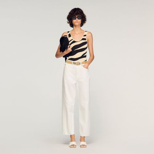 Zebra-print knit bodysuit