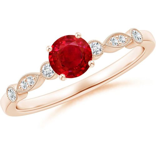 Marquise and Dot Ruby Engagement Ring with Diamond
