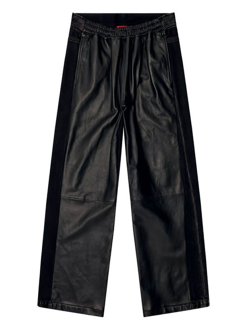 Leather wide-leg trousers - Black
