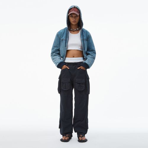 Women's Pre-Styled Cargo Pants With Brief Waistband Asphalt