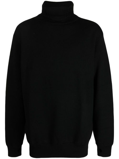 Roll-neck merino wool jumper - Black
