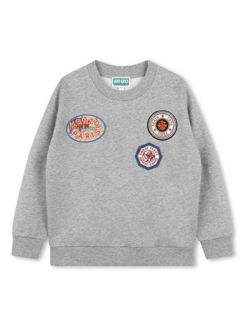 Logo-appliqué mélange-effect sweatshirt - Grey