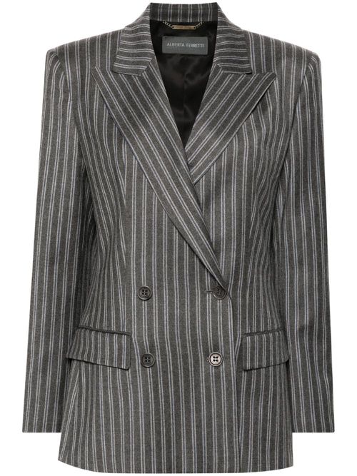 Flannel double-breasted blazer - Grey