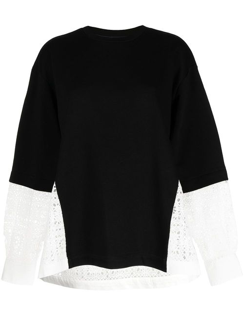 Floral cut-out long-sleeve T-shirt - Black