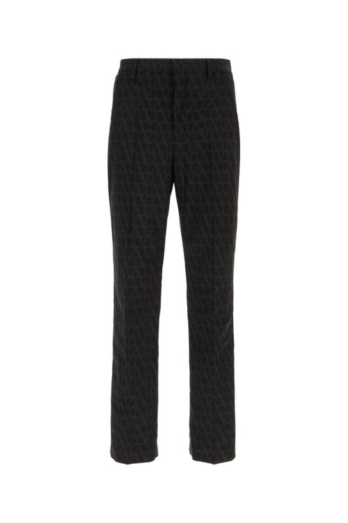 Jacquard Polyester Trousers — Black
