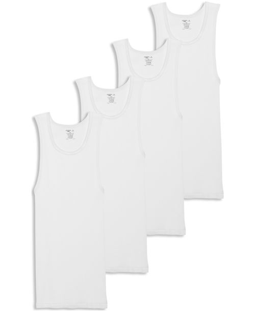 Men's 4-Pack Cotton Tank Tops - White