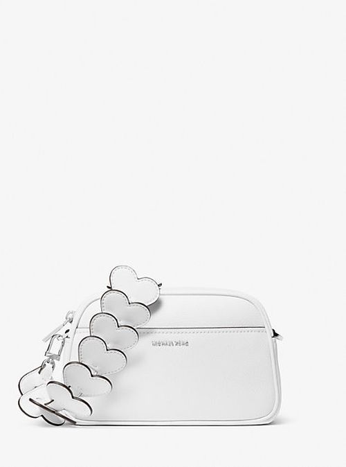 Jet Set Small Leather and Heart Embellished Strap Camera Crossbody Bag