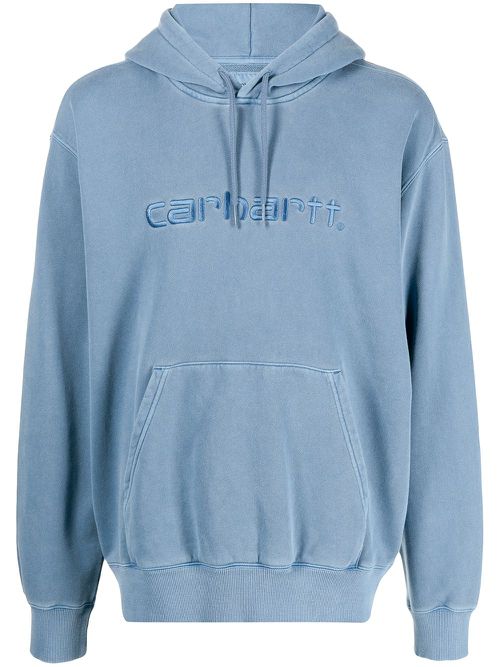 Embroidered-logo hoodie - Blue