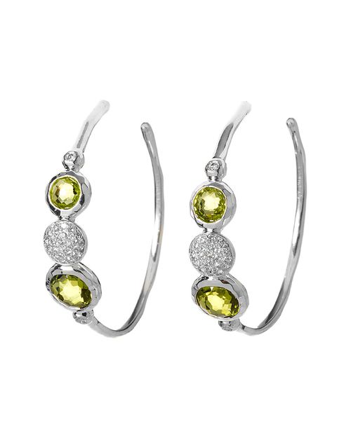 Ippolita 여성 Silver Rain Silver 6.00 Cttw. Diamond & Peridot Hoops