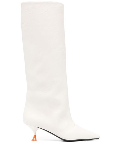 Leather sculped heel boots - Neutrals