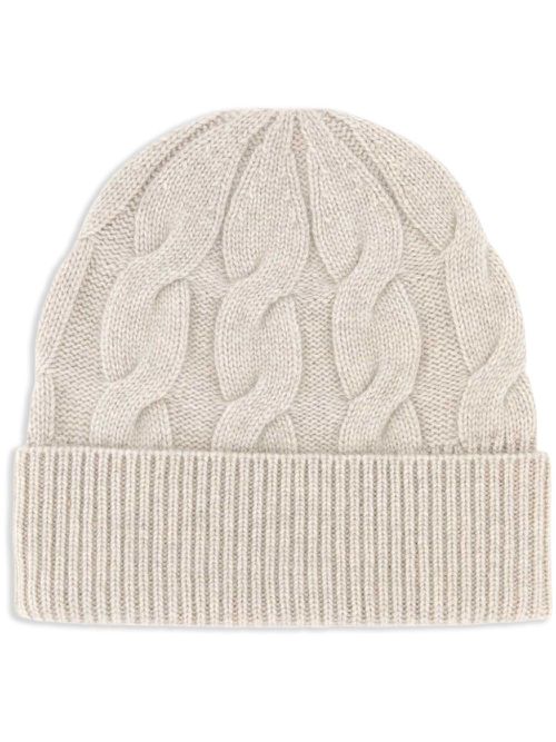 Cable-knit cashmere beanie - Neutrals