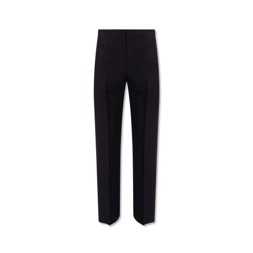 Cotton-Silk Blend Trousers — Black
