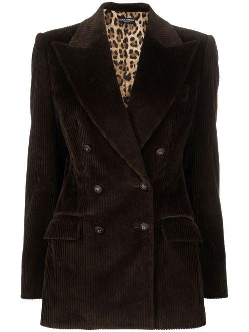 Double-breasted corduroy blazer - Brown