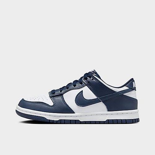 Big Kids Dunk Low Casual Shoes in WHITE/MIDNIGHT NAVY-