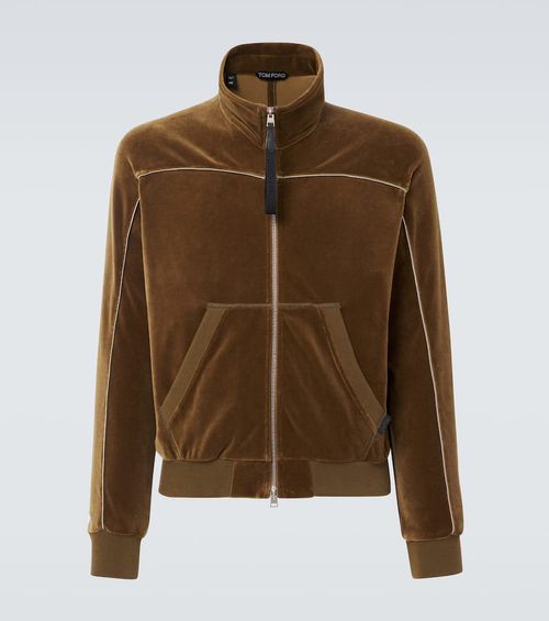 Cotton-blend velvet track jacket