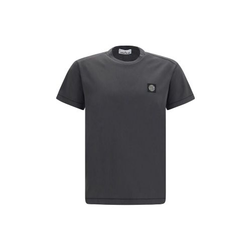 Logo Patch Cotton T-Shirt — Gray