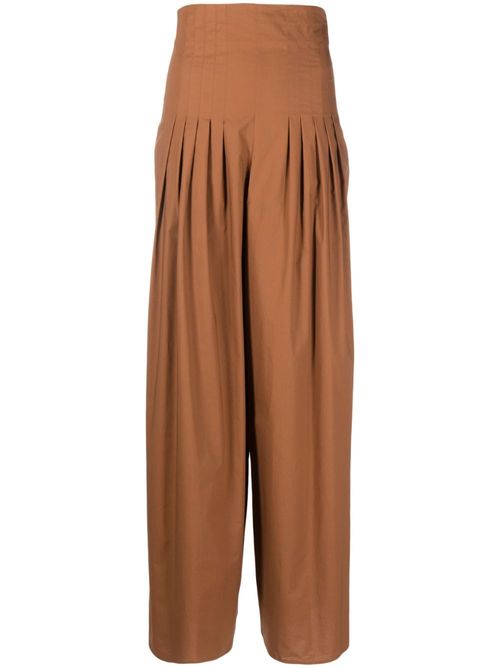 High-waisted palazzo trousers - Brown