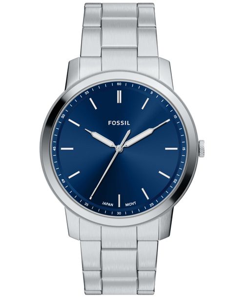 Men's Minimalist Three-Hand Stainless Steel Watch 44mm - Silver