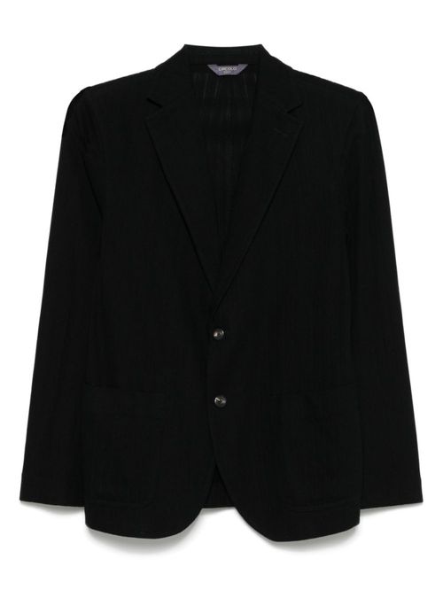 Black Cotton Single-breasted Blazer