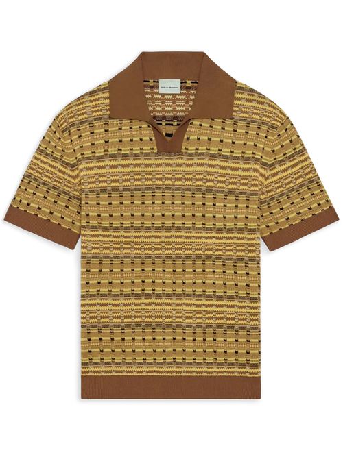Coogie Knit Short-Sleeve Polo with Open Collar, Relaxed Fit