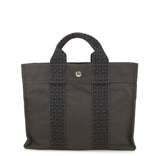 Hermes Her Line Gray Canvas Handbag Tote Bag Pre-Owned