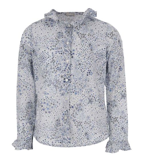 Girls Blue Printed Shirt