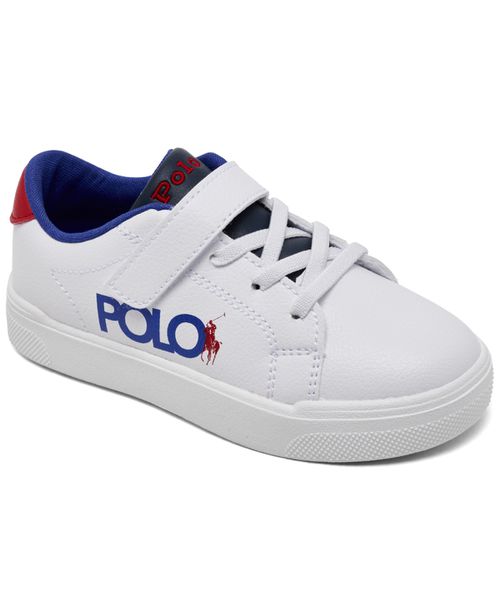 Toddler Sutton Graphic Fastening Strap Casual Sneakers from Finish Line - White, Navy