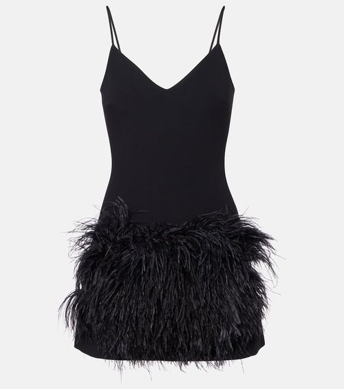 Feather-trimmed minidress