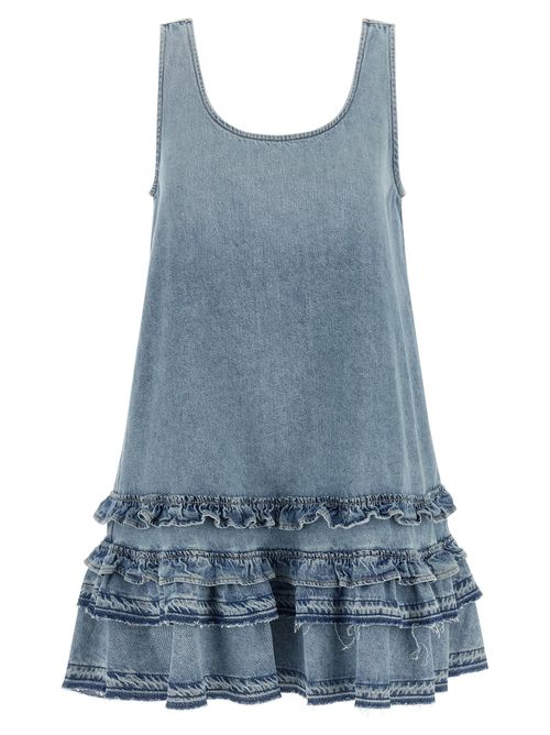 Organic Cotton Denim with Ruffled Hem Dress — blue