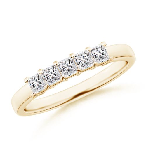 Angara 0.5 Carat Classic Five Stone Princess Diamond Wedding Ring for Her in 14K Yellow Gold