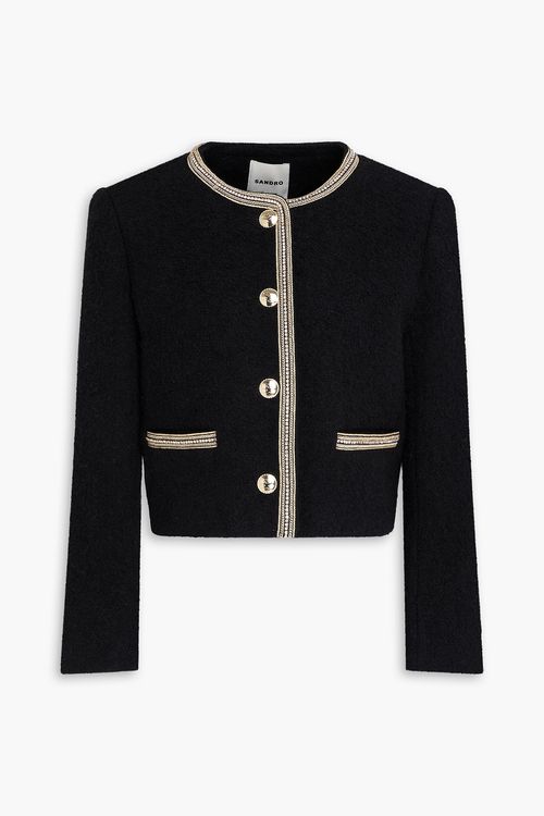 Embellished bouclé-tweed jacket - Black - FR 34