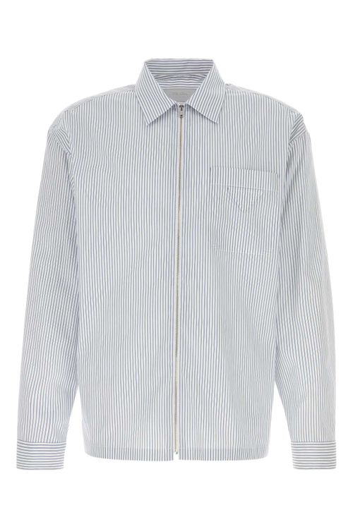 Striped Poplin Shirt — Blue