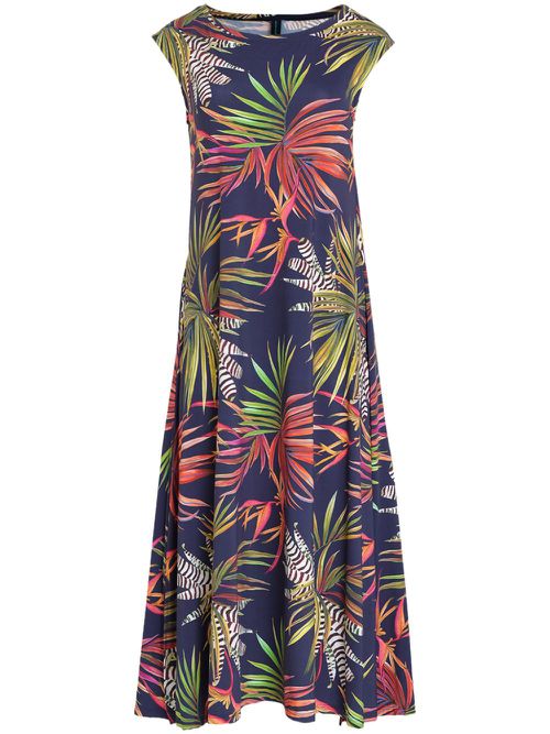 Tie Organic midi dress - Blue