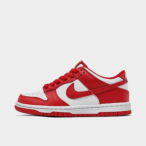 Big Kids Dunk Low Casual Shoes in White/University Red