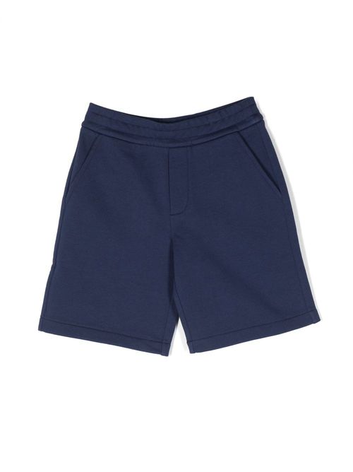 Logo-patch cotton shorts - Blue