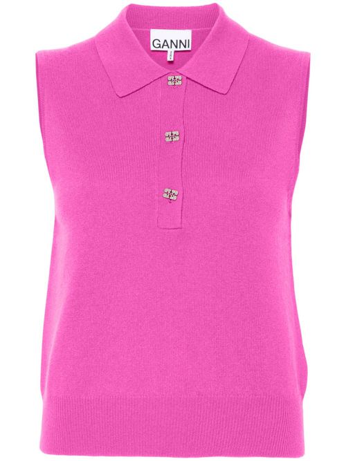 Logo-buttons sleeveless top - Purple