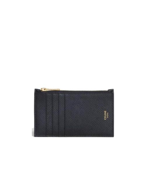 Zipped compact card holder in Grained calfskin