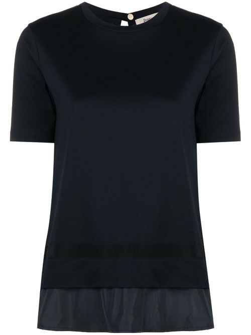 Layered short-sleeve cotton top - Black