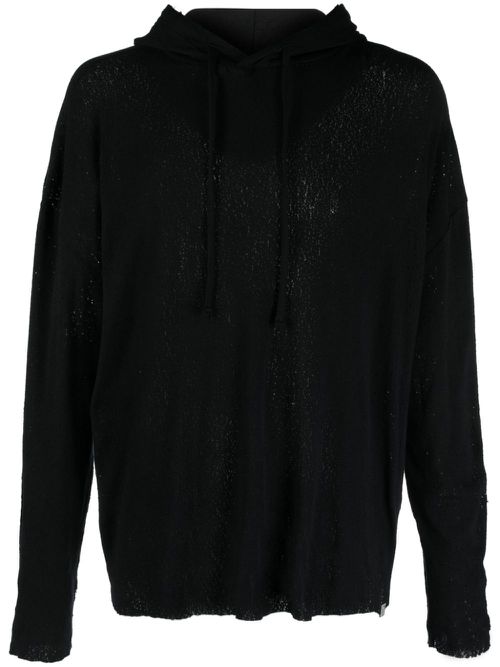 Distressed cotton hoodie - Black