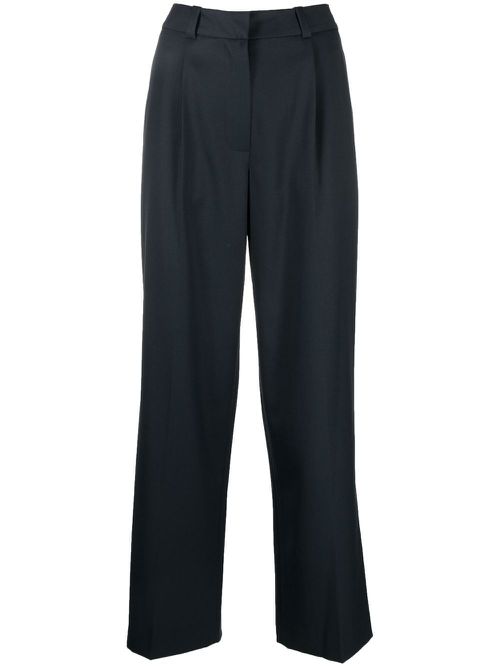 Wool-blend straight-leg trousers - Blue