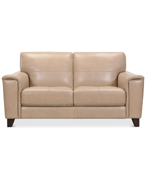 "Brayna 65"" Classic Leather Loveseat, Created for Classico Taupe"